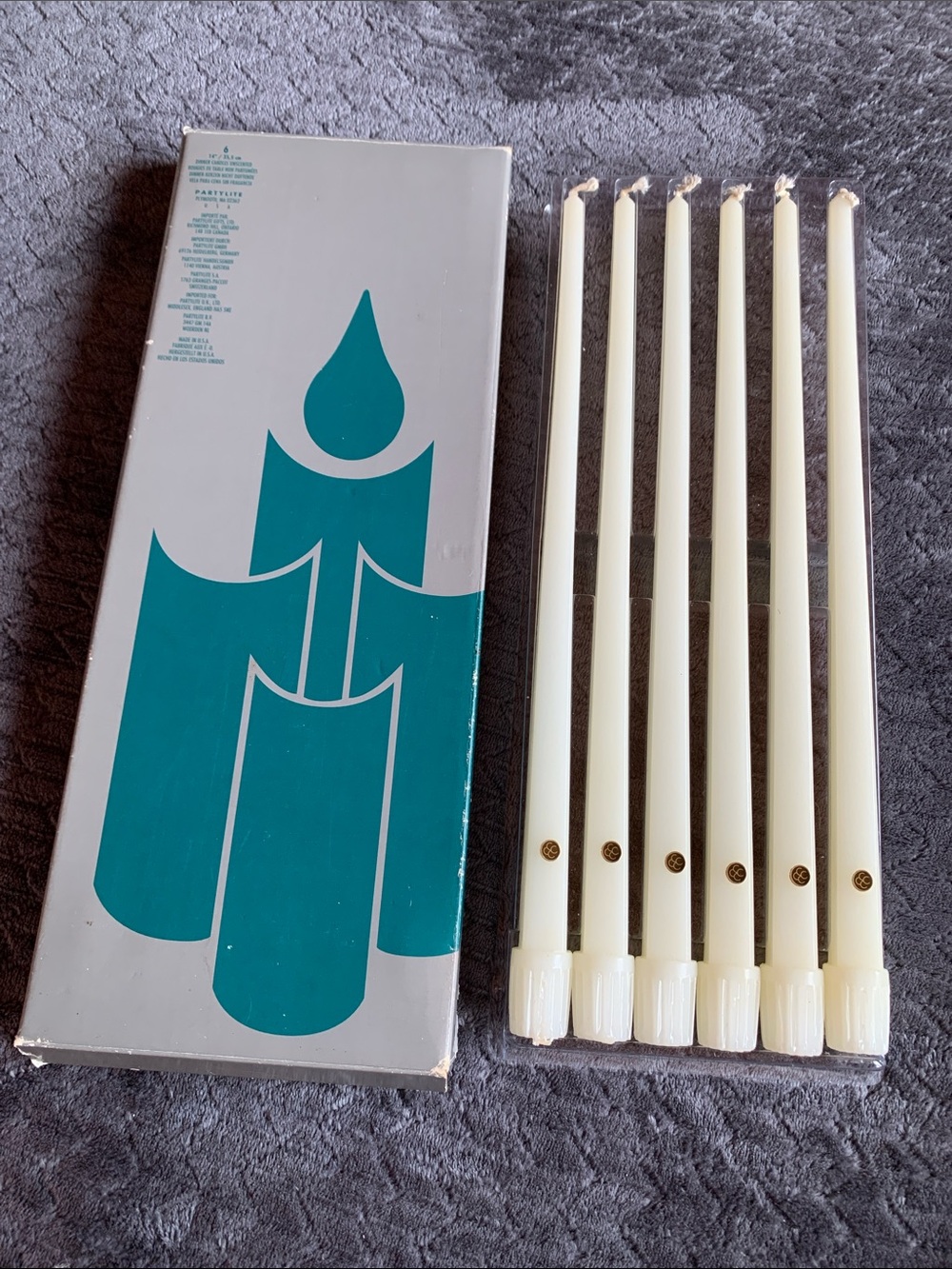 Vintage PartyLite 14" Handipt Taper Dinner Candles White Unscented Lot of 6